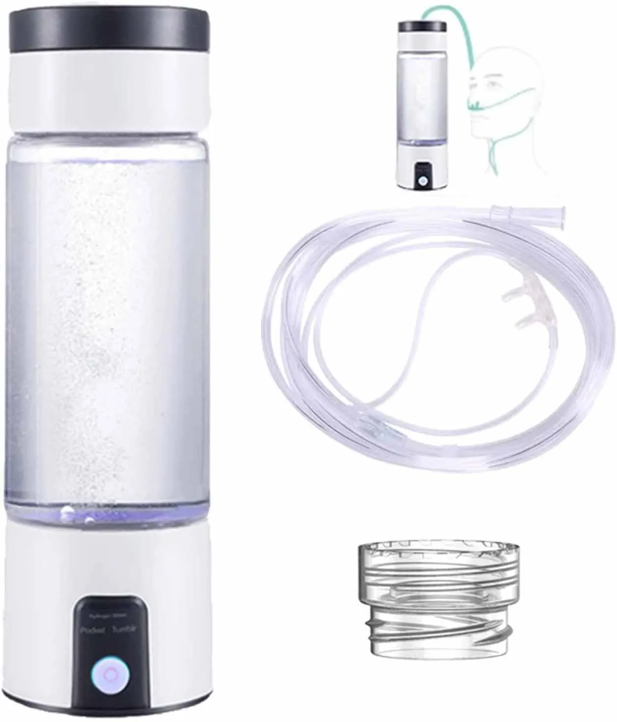 220ML Portable Hydrogen Water Bottle, SPE Tech PEM Ion Membrane, 3/10 min Electrolysis 1500mAh Pure H2, High Concentration, with Hydrogen Suction Pipe