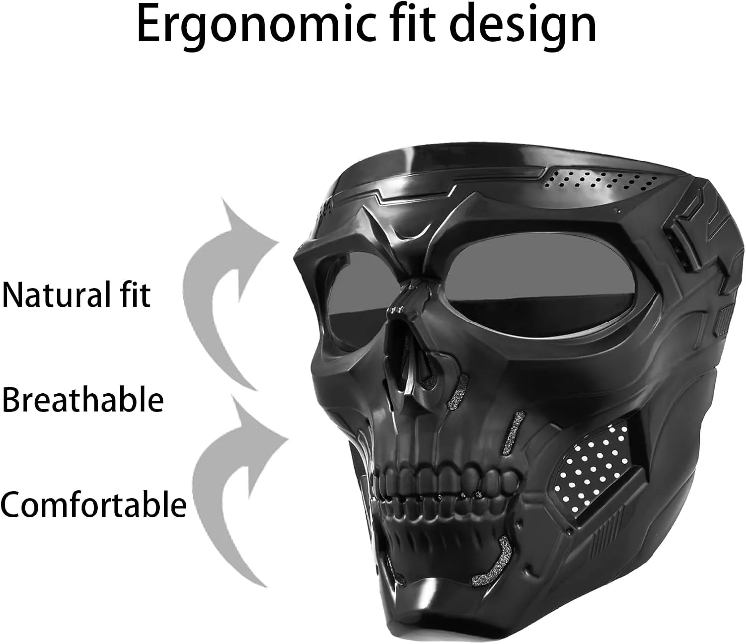 2PCS Airsoft Mask Paintball Mask Full Face Tactical Mask Suitable for CS Survival Games Shooting Cosplay Movie Halloween Skull Mask