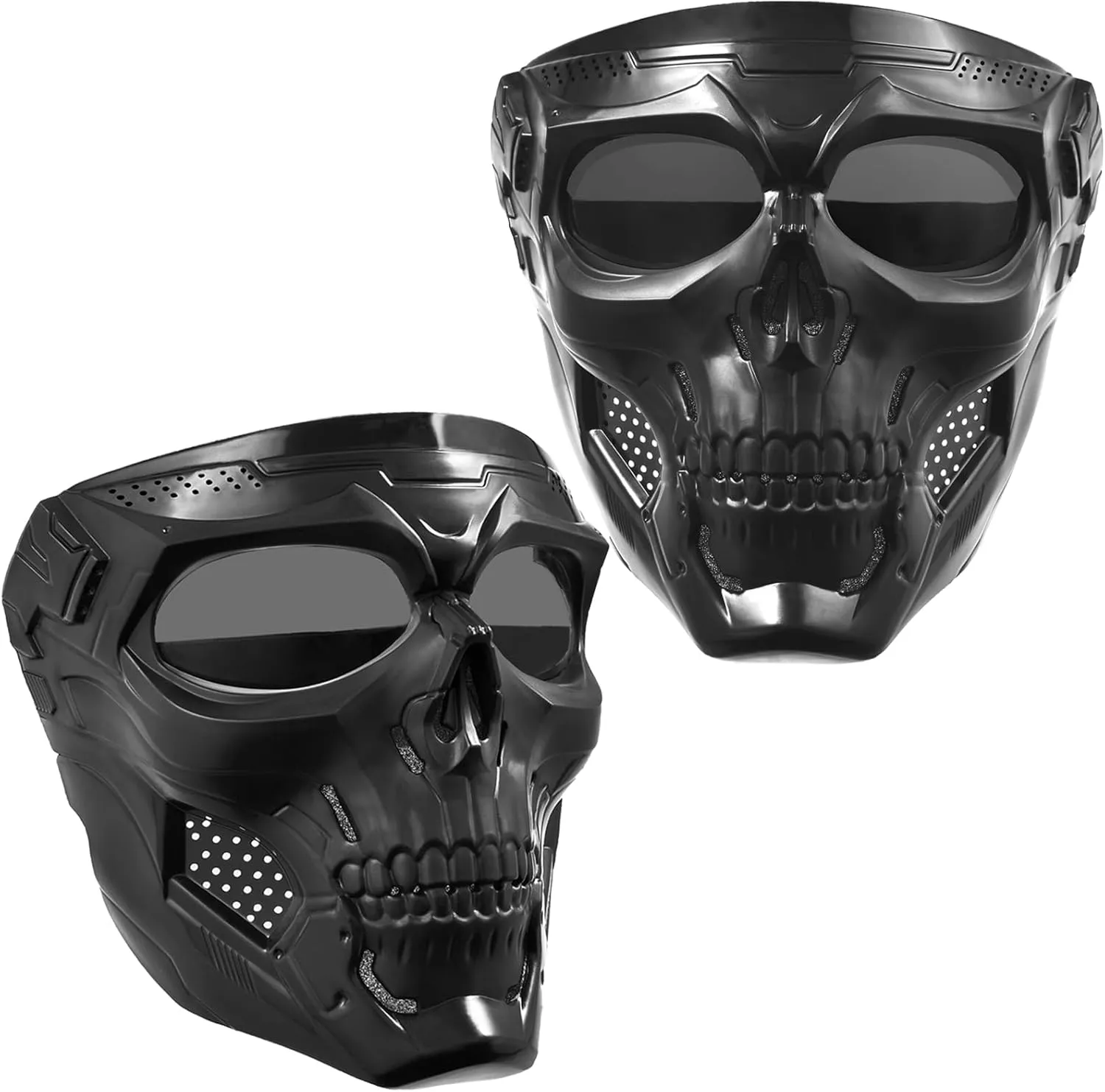 2PCS Airsoft Mask Paintball Mask Full Face Tactical Mask Suitable for CS Survival Games Shooting Cosplay Movie Halloween Skull Mask