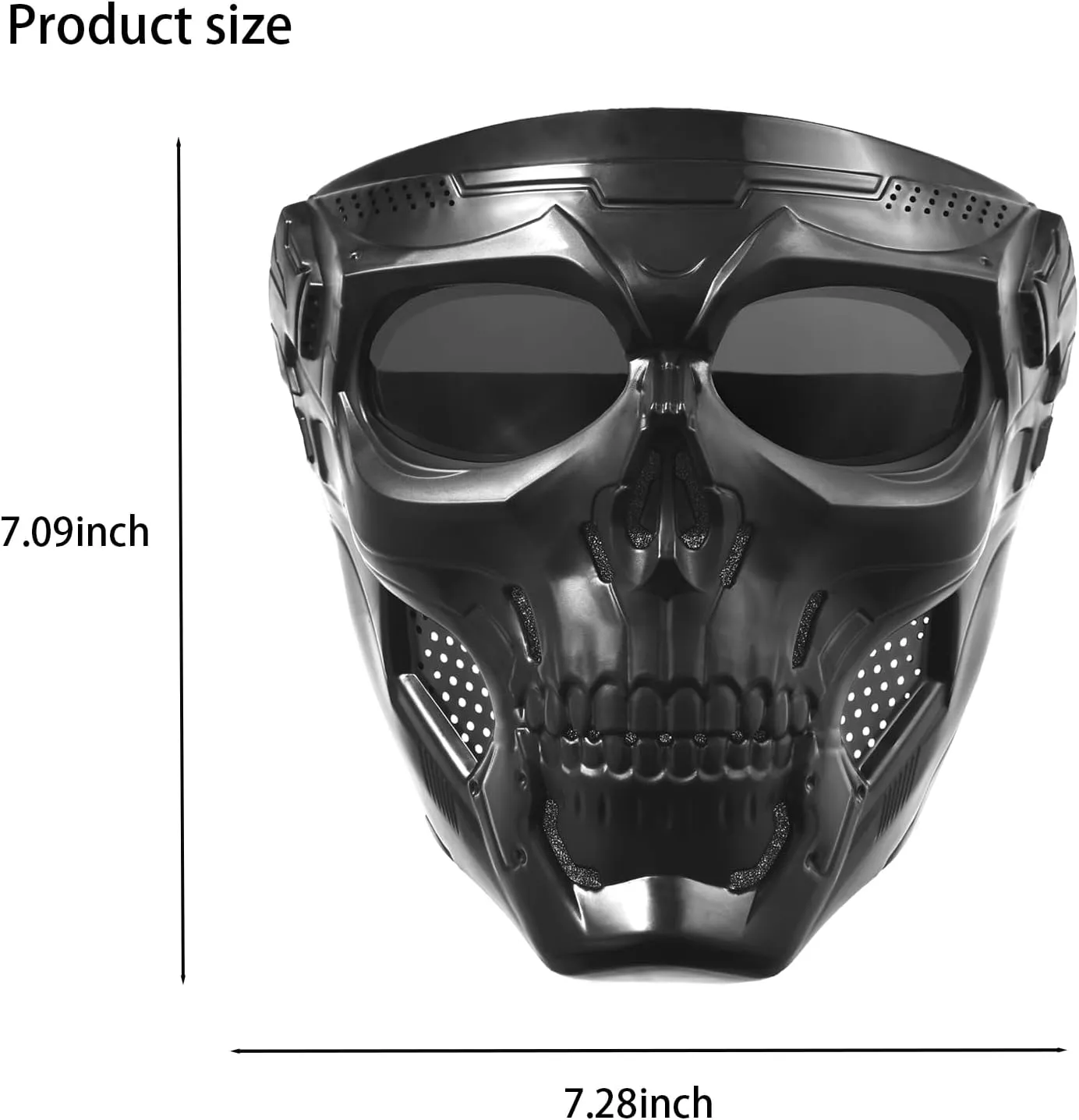 2PCS Airsoft Mask Paintball Mask Full Face Tactical Mask Suitable for CS Survival Games Shooting Cosplay Movie Halloween Skull Mask