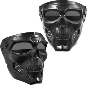 2PCS Airsoft Mask Paintball Mask Full Face Tactical Mask Suitable for CS Survival Games Shooting Cosplay Movie Halloween Skull Mask