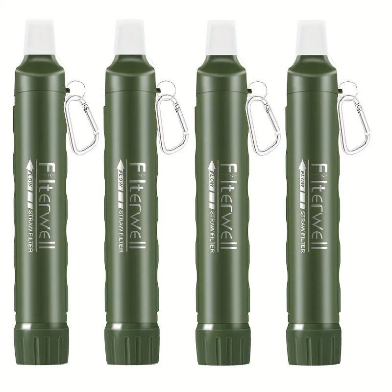 2pcs/4pcs, Personal Water Filter Straw Mini Water Purifier Survival Gear for Hiking, Camping, Travel and Emergency Preparedness