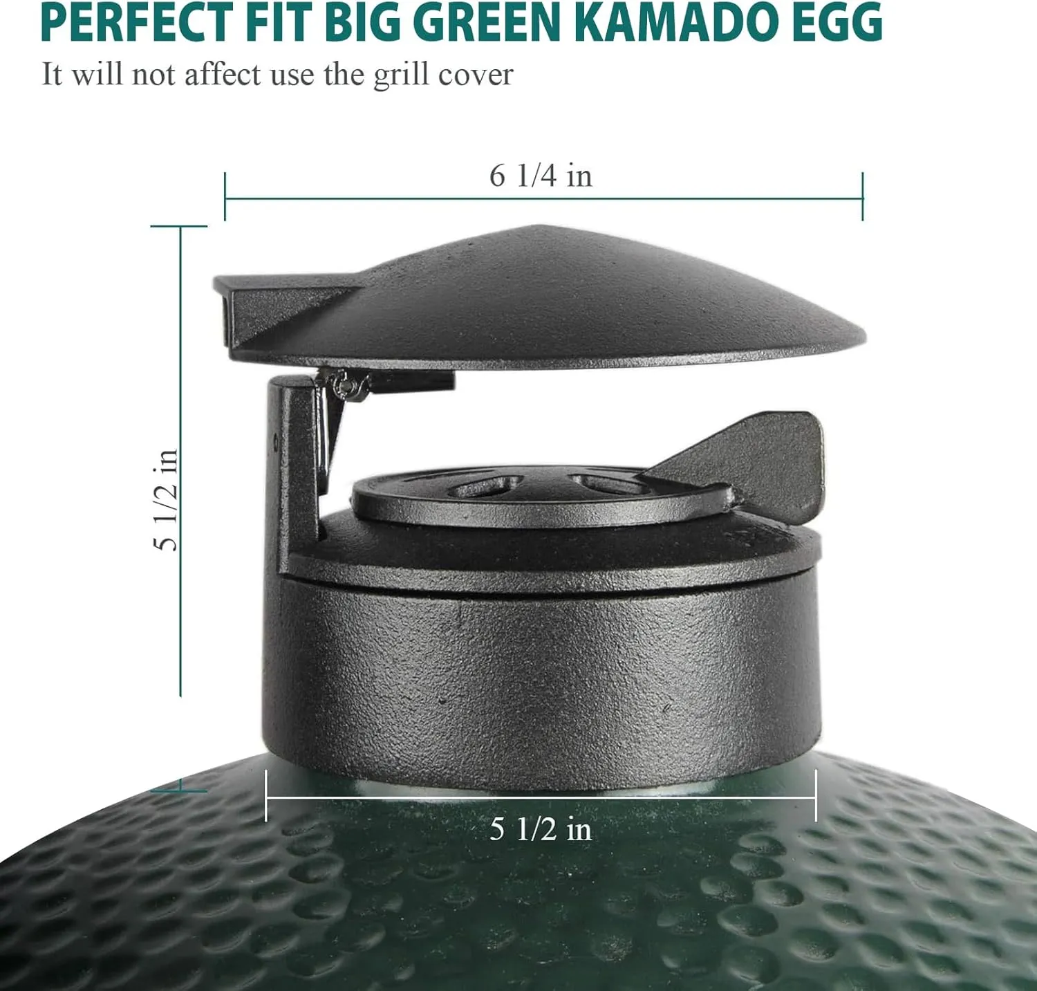 3 in 1 Cast Iron Cap Big Grill Top for Medium/Large/XLarge Green Egg Top Must-have Kamado Green Egg Accessories Replacement with Daisy Wheel And Rain Cap