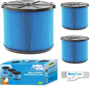 3 Pack VF3500 Filter Replacement for Rigid Shop Vac Filter 4 Gallon, 3-LAYER Fine Dust Wet/Dry Vacuum Filter 26643, compatible with RIDGID Portable 3-4.5 Gallon Shop Vac Models# WD4070
