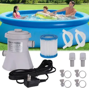 300 Gallons Above Ground Round Pool Filter Pump,Household Inflatable Pool Filter Pump System Kit Cleaning Tool  Filter Cartridge,Uses Type A or C Filter Cartridge