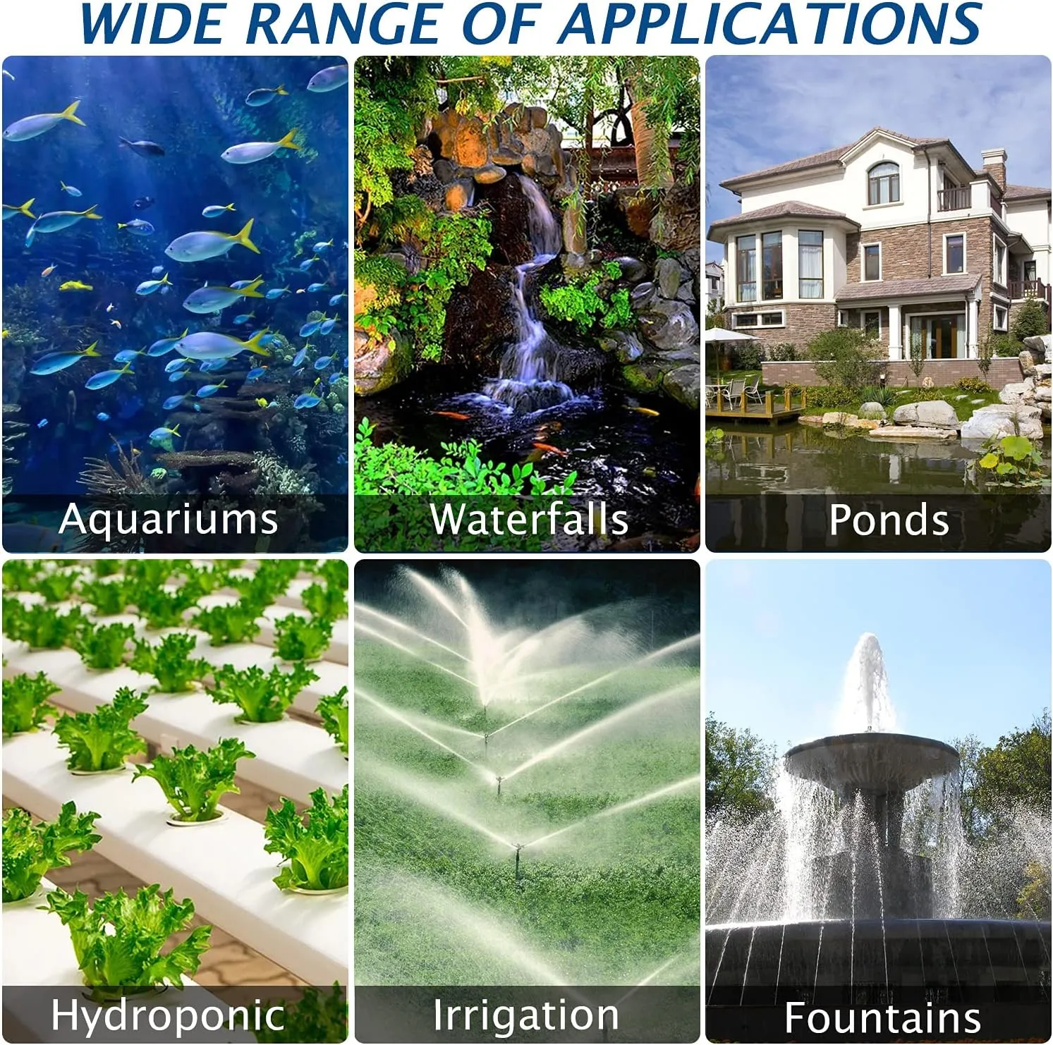 (3200GPH-175W,UL listed) High Flow Large Fountain Submersible Water Pond Sump Pump Aquarium Electric Waterfall Pump Outdoor PS-3200