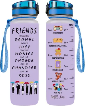 34HD Gifts for Best Friends, Friends Water Bottle 32 oz with Time Marker, Motivational Bottle, Best Friend Birthday Gifts, Bestie Gifts for Women