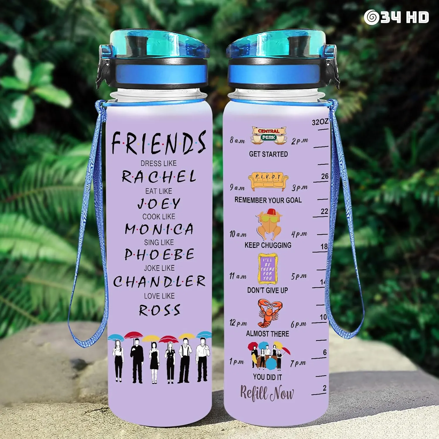34HD Gifts for Best Friends, Friends Water Bottle 32 oz with Time Marker, Motivational Bottle, Best Friend Birthday Gifts, Bestie Gifts for Women