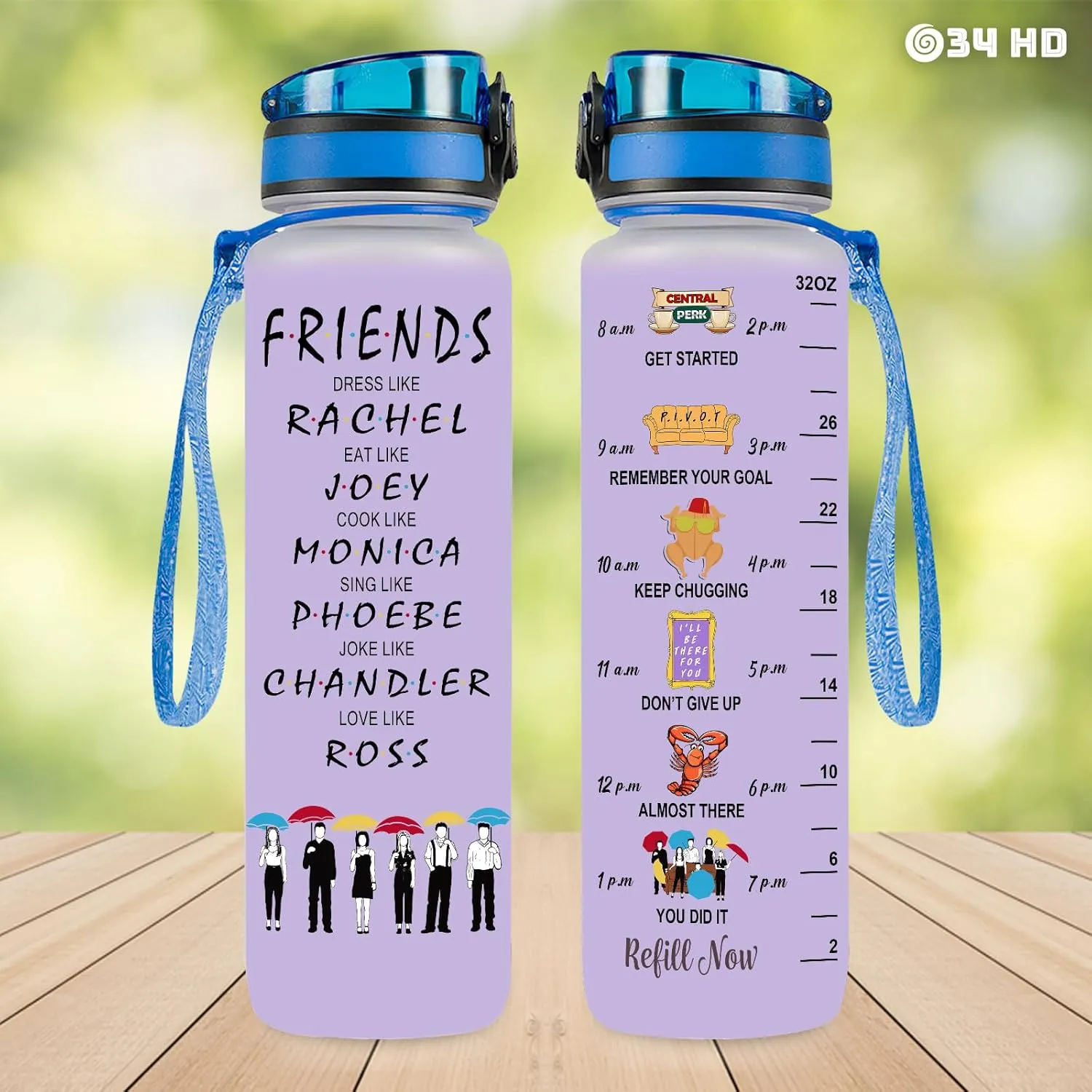 34HD Gifts for Best Friends, Friends Water Bottle 32 oz with Time Marker, Motivational Bottle, Best Friend Birthday Gifts, Bestie Gifts for Women