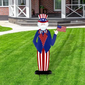35 Inch Metal Uncle Sam Yard Signs Classic 4th of July Outdoor Decoration Patriotic Garden Stake Independence Day Yard Lawn Porch Decor for Memorial Day Veterans Day American National Day