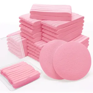 360 1 Count Compressed Facial Sponges, Luxiv Round Face Sponge Professional Compressed Makeup Removal Sponges for Estheticians Wash Face Sponge Compress Exfoliating Spa Pads with Portable Case (Pink)