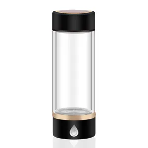 420ml Portable Hydrogen-Rich Water Generator Bottle Rechargeable Hydrogen Water Bottle Glass Cup, Black