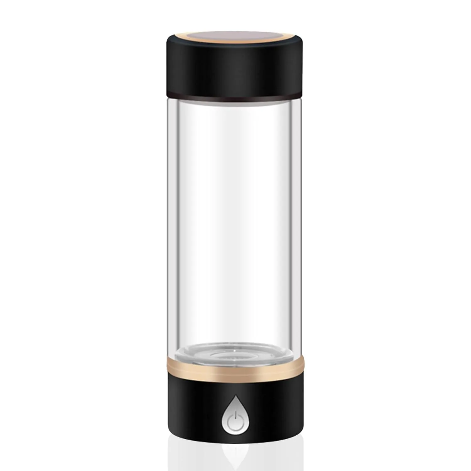 420ml Portable Hydrogen-Rich Water Generator Bottle Rechargeable Hydrogen Water Bottle Glass Cup, Black