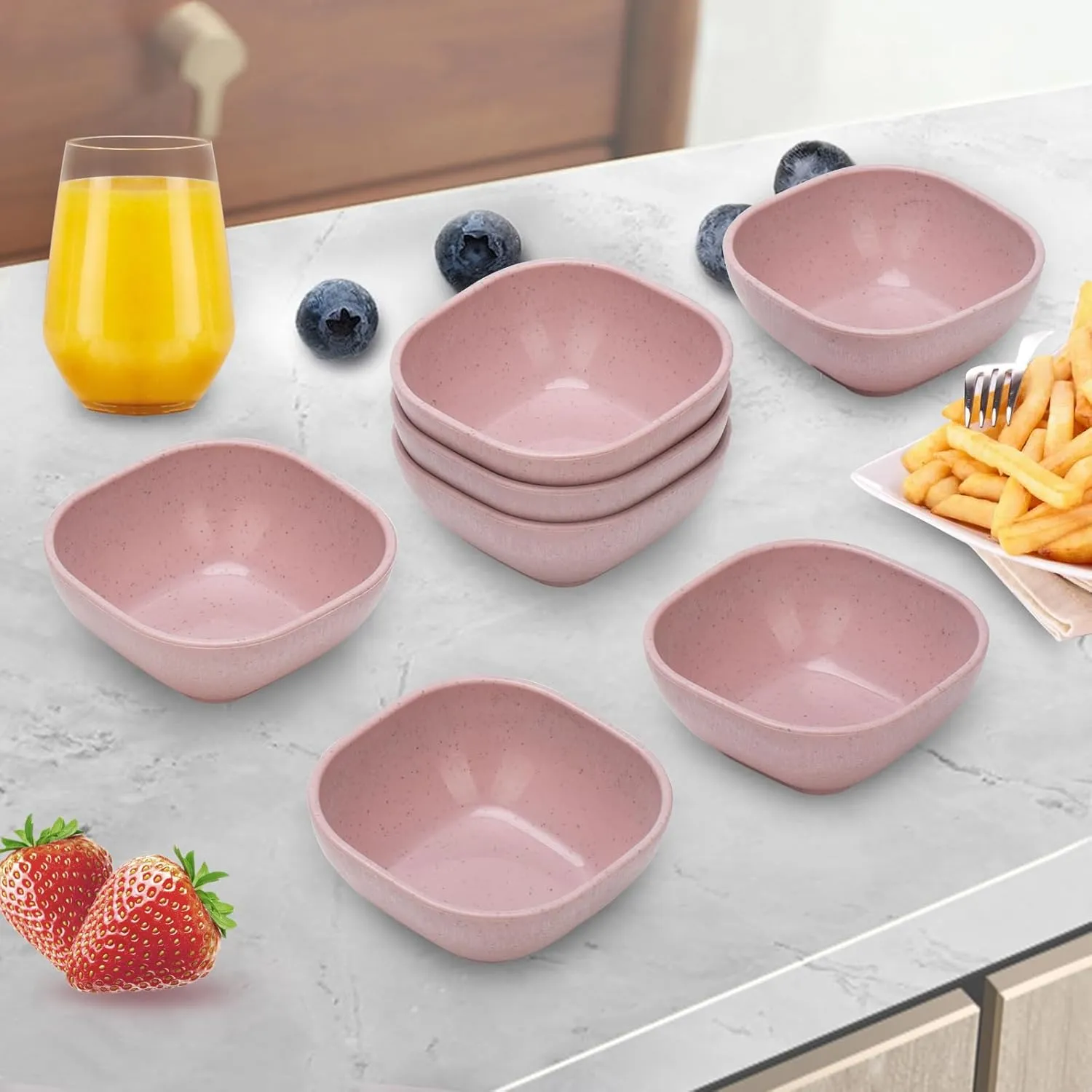 4.8OZ Unbreakable Wheat Straw Dipping Bowls,Small Prep Bowls, Dip Bowls for Side Dish,Ketchup,Candy, Dessert, Nuts, Party, Dips,Condiments,Sauces, Ingredients,BBQ,Set of 10 (Pink)