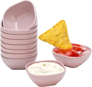 4.8OZ Unbreakable Wheat Straw Dipping Bowls,Small Prep Bowls, Dip Bowls for Side Dish,Ketchup,Candy, Dessert, Nuts, Party, Dips,Condiments,Sauces, Ingredients,BBQ,Set of 10 (Pink)