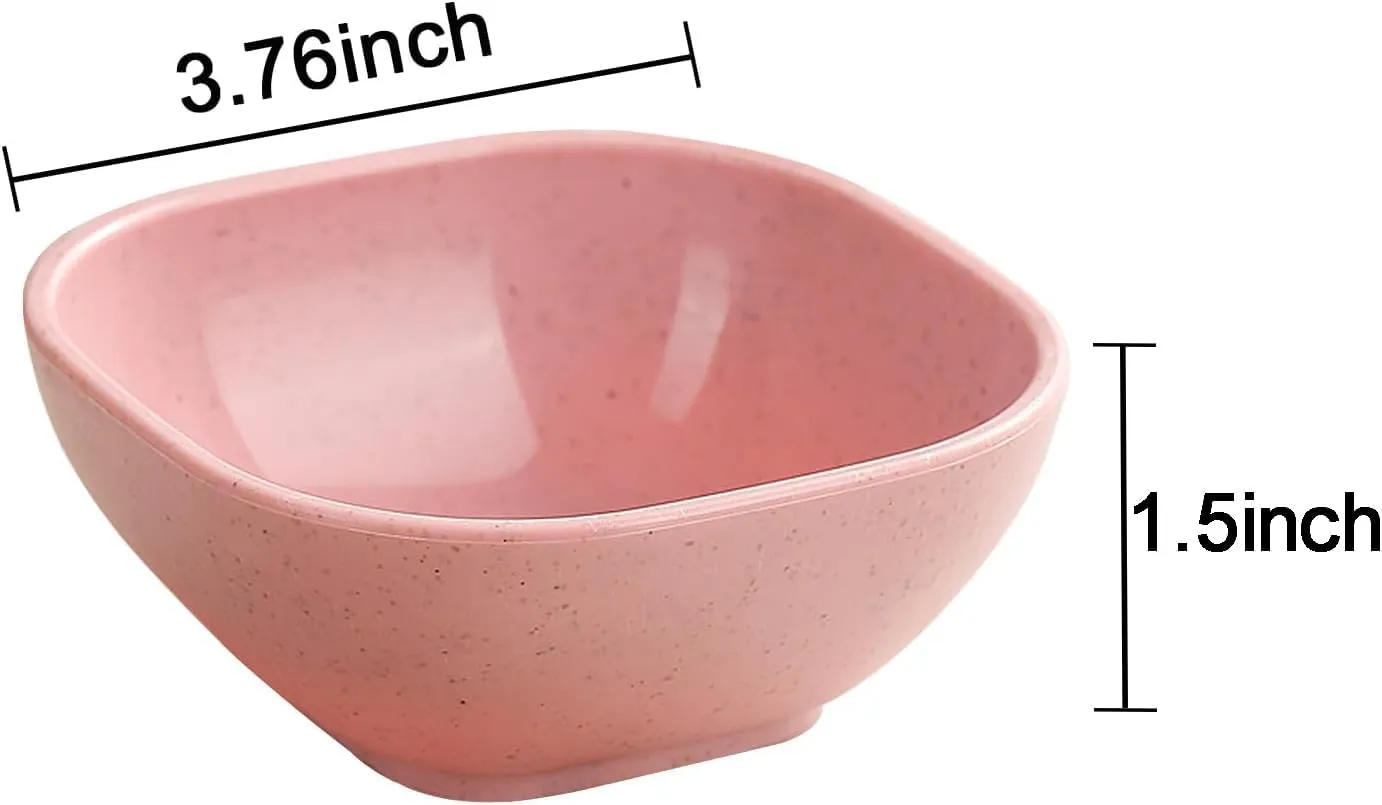 4.8OZ Unbreakable Wheat Straw Dipping Bowls,Small Prep Bowls, Dip Bowls for Side Dish,Ketchup,Candy, Dessert, Nuts, Party, Dips,Condiments,Sauces, Ingredients,BBQ,Set of 10 (Pink)