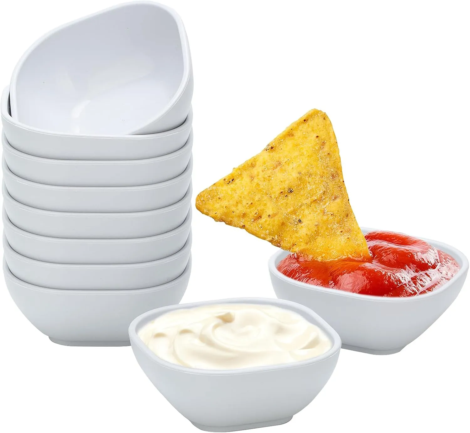 4.8OZ Unbreakable Wheat Straw Dipping Bowls,Small Prep Bowls, Dip Bowls for Side Dish,Ketchup,Candy, Dessert, Nuts, Party, Dips,Condiments,Sauces, Ingredients,BBQ,Set of 10 (white)