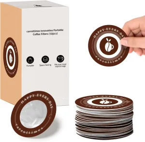 50 Pcs Disposable Coffee Filters, Portable Pour Over Coffee Filter, Small Paper Coffee Filters for Drip Coffee, Perfect for Camping, Home, Office (Brown)