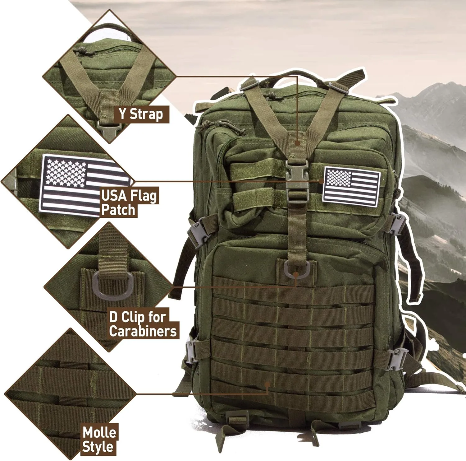 50L Expeditionary Tactical Backpack - Large Molle Bag