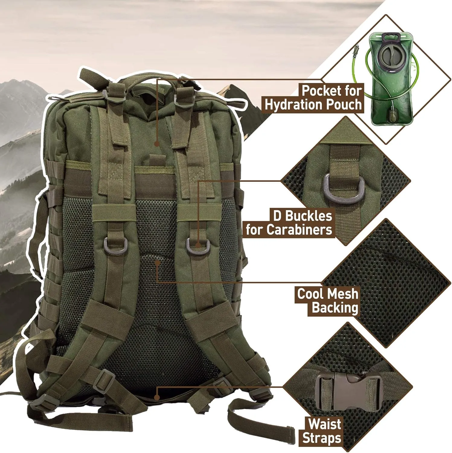 50L Expeditionary Tactical Backpack - Large Molle Bag