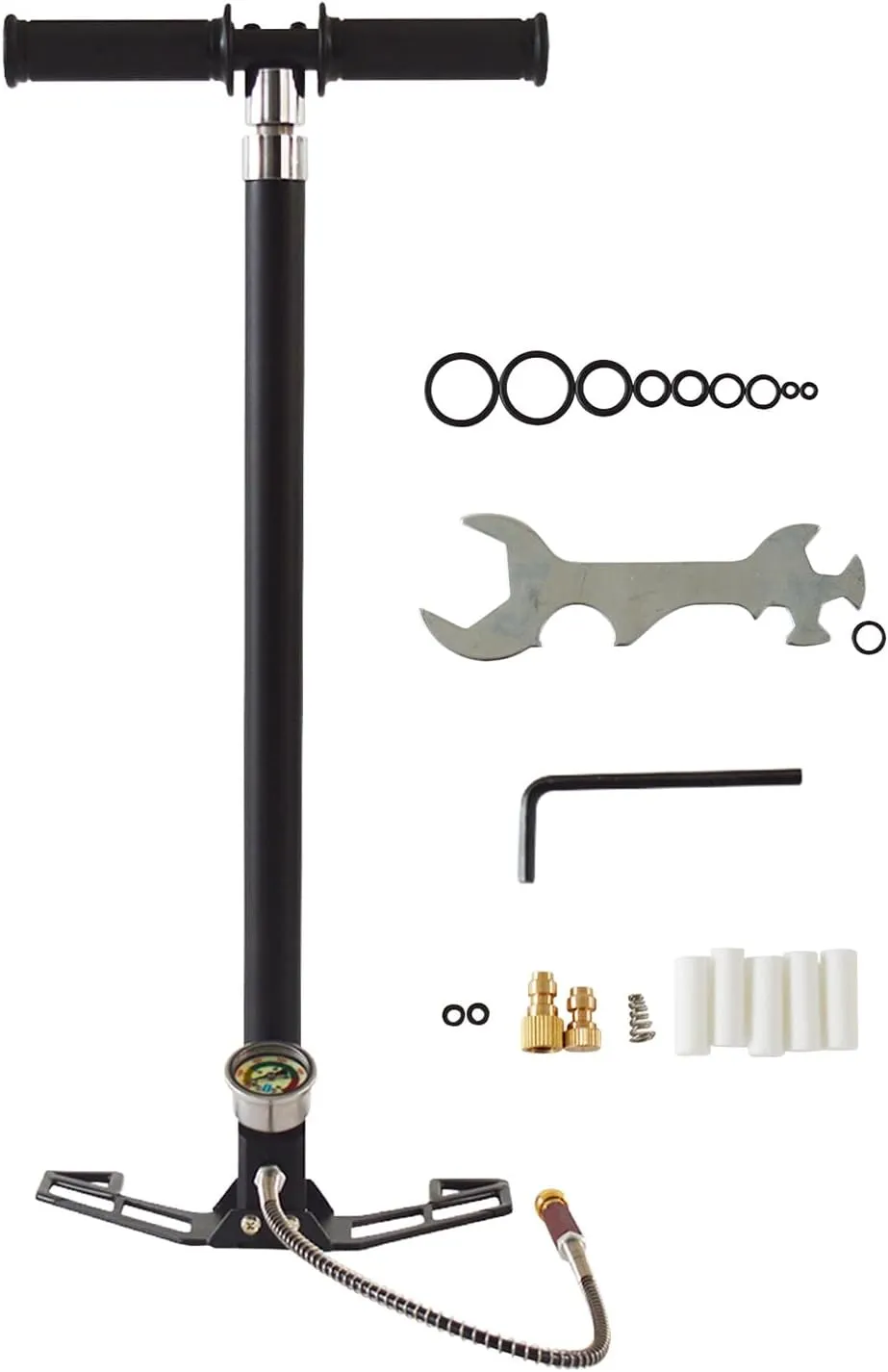 5800Psi High Pressure Hand Pump 30Mpa Four Stage High Pressure PCP Hand Operated Air Pump 8mm Quick Connector Air Pump for Different Bike Tire Inflation