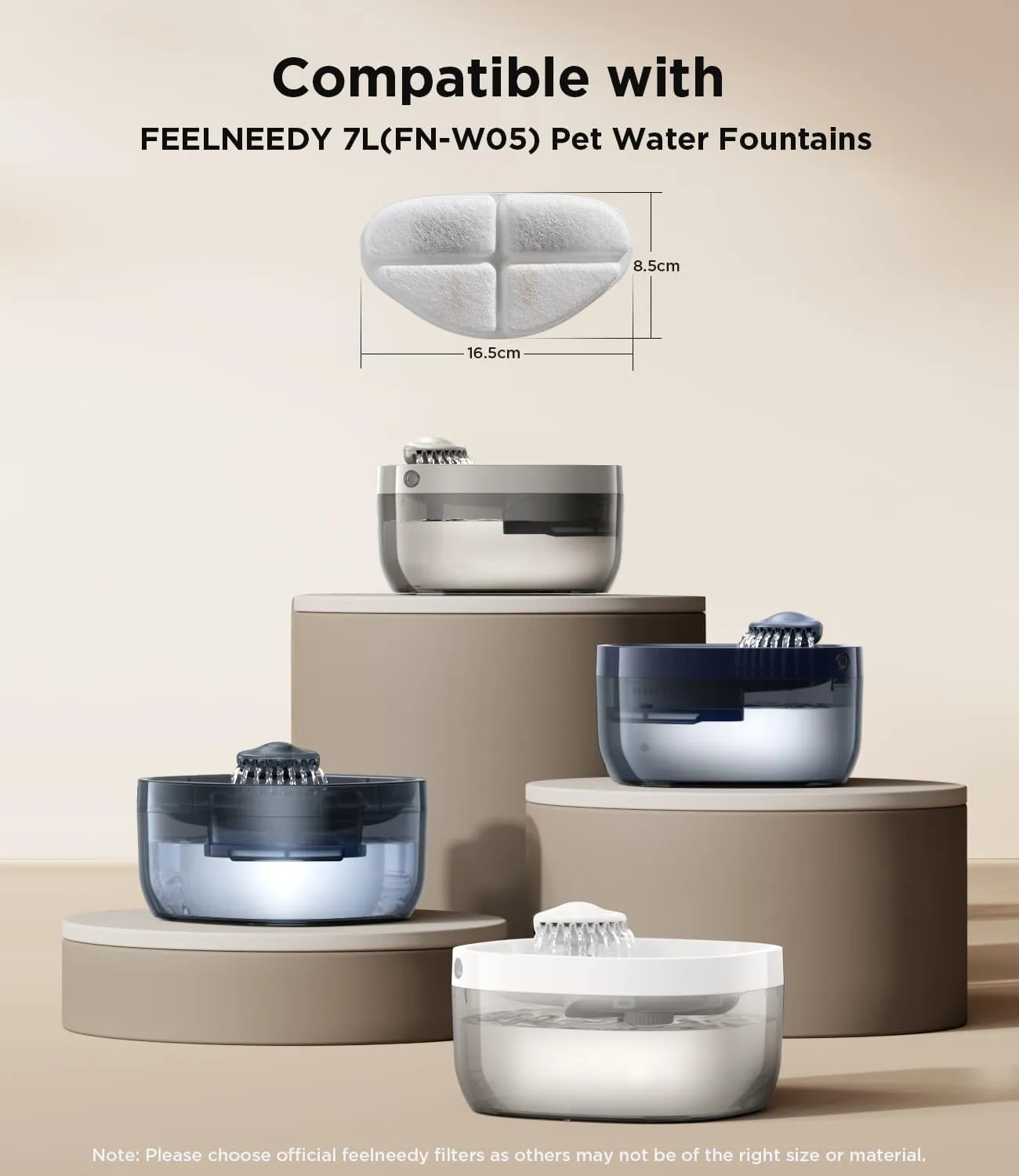 6 Pack of Filter & 6 Pump Sponges FEELNEEDY only for (FN-W05) 7L/1.8Gal Dog Water Fountain, Dog Water Bowl Dispenser
