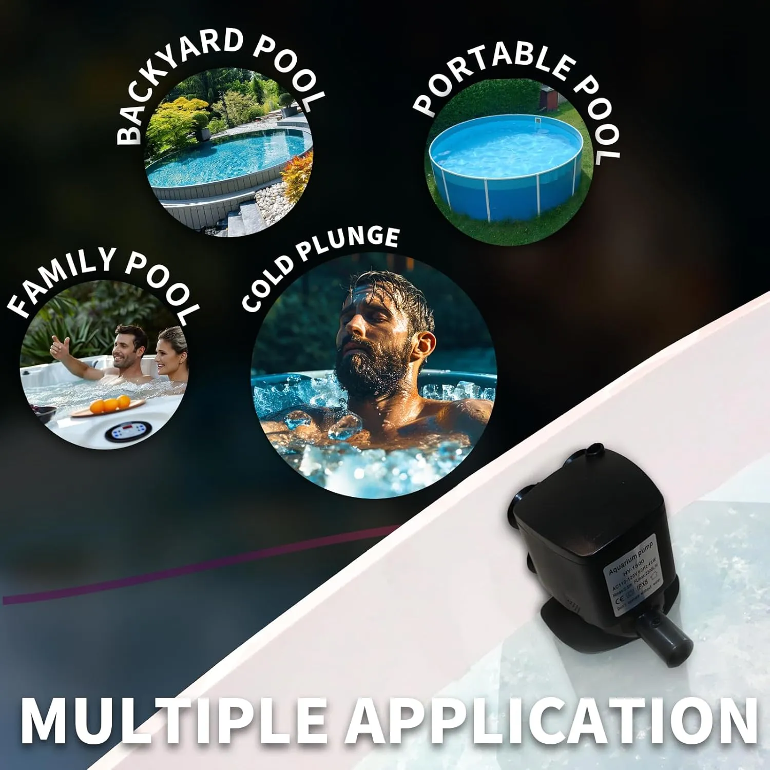 600GPH Pool Filter, UV Sterilzer for 300-1000 Gallon Swimming Pool, Small Pool Filter Green Pool Cleaning Powerful Pump Pool Filter for Children Pools, Inflatable Pools, Cold Plunge Crystal Clear