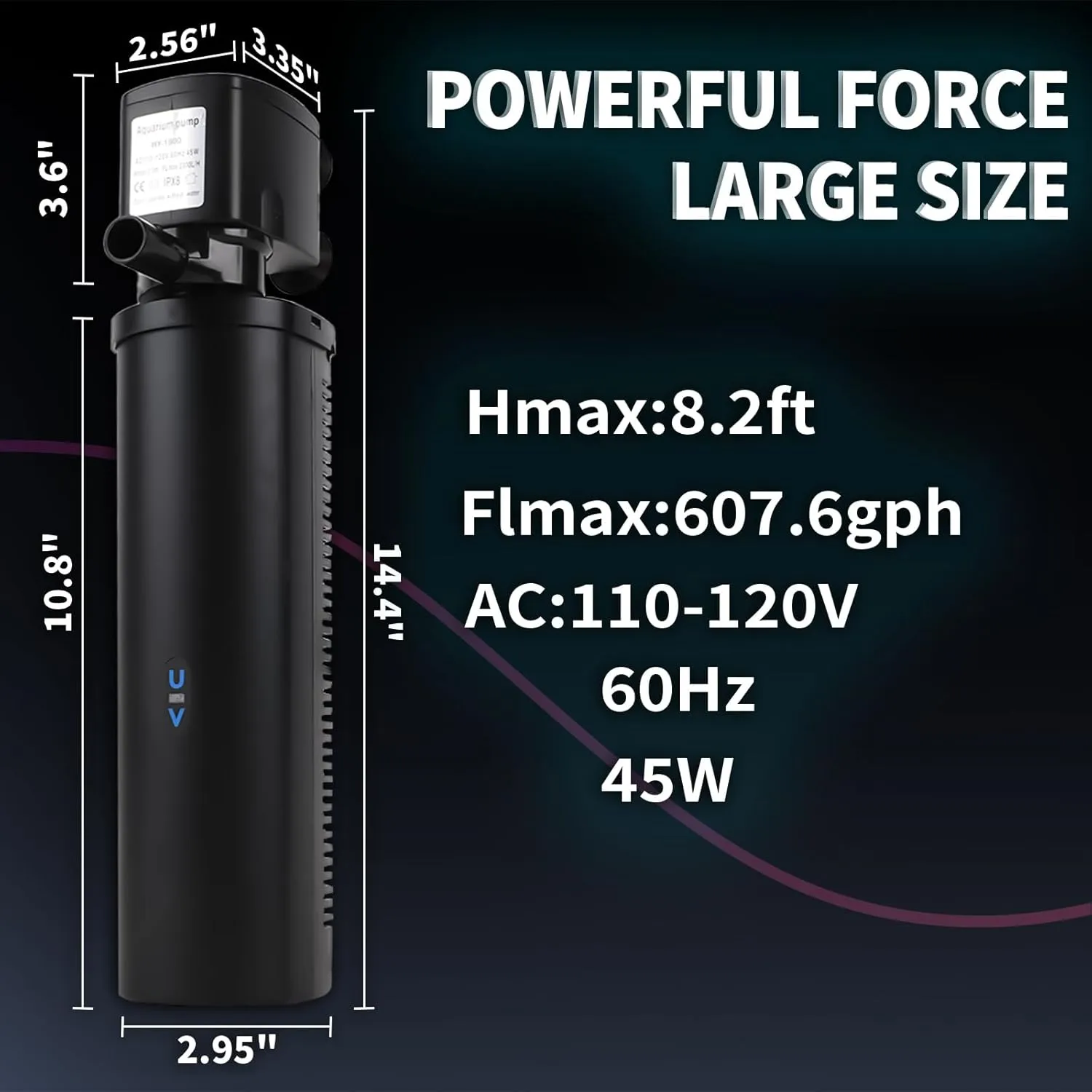 600GPH Pool Filter, UV Sterilzer for 300-1000 Gallon Swimming Pool, Small Pool Filter Green Pool Cleaning Powerful Pump Pool Filter for Children Pools, Inflatable Pools, Cold Plunge Crystal Clear