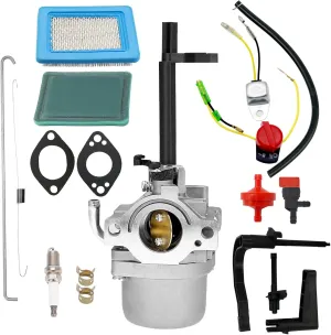697978 Carburetor Kit fit for Troy Bilt Coleman Powermate 5500 5000 6000 5550 6250 6500 Generator Parts Compatible for Briggs & Stratton 591378 697978 796321 696132 with 491588S Air filter