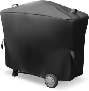 7112 Grill Cover for Weber Q Grill on Cart Q2000, Q2200, Q2400, Q300, Q320, Q3000, Q3200 Series Gas Grills,Portable BBQ Grill Cover with Reflective Straps and Handle,600D