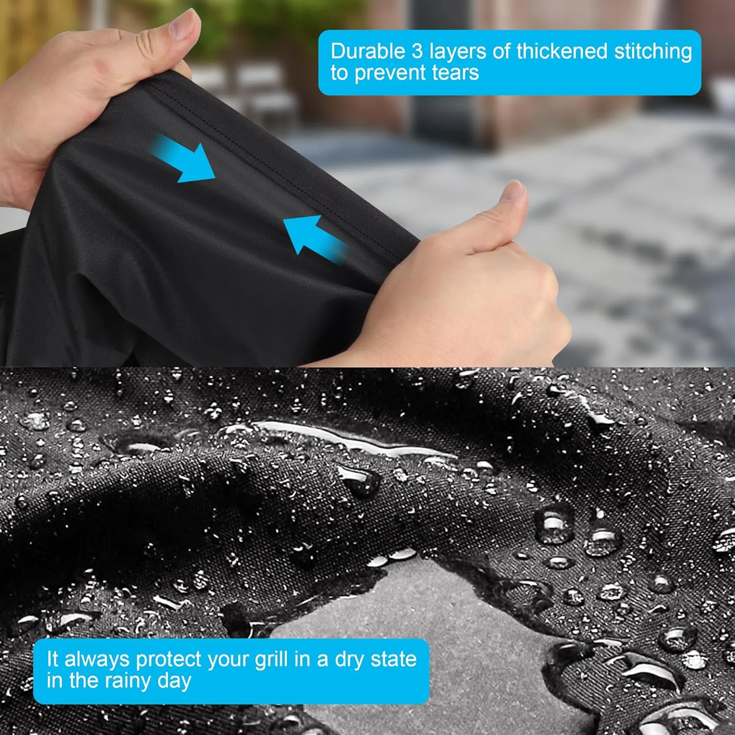 7112 Grill Cover for Weber Q Grill on Cart Q2000, Q2200, Q2400, Q300, Q320, Q3000, Q3200 Series Gas Grills,Portable BBQ Grill Cover with Reflective Straps and Handle,600D