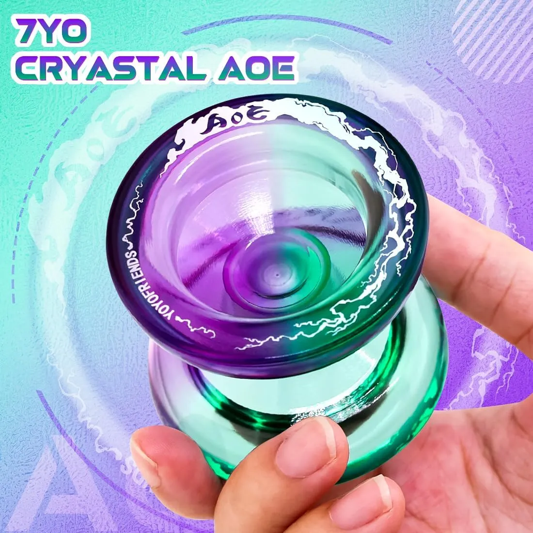 7YO AOE Responsive Yoyo for Kids & Adults Pro, Professional Yoyo Dual Function with Finger Spin Holes, Plastic Trick Yo-yo with Bag, 10 Yoyo Strings, Unresponsive Bearing Kit