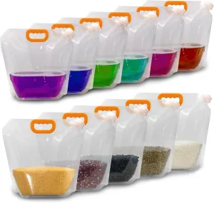8 Pcs Water Container Bags,BPA Free No-Leak Foldable Plastic 1.3 Gallon Collapsible Water Container Bag for Alcohol Juice Seed Storage Camping Hiking Backpack Emergency Storage Jug
