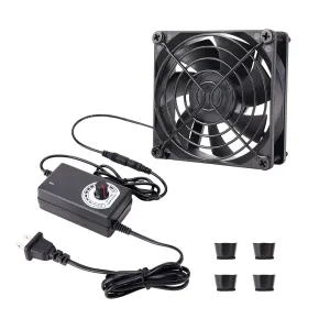80mm x 25mm Computer Fan with AC Plug 110V - 240V with Speed Controller for Receiver Xbox DVR PlayStation Component Cooling