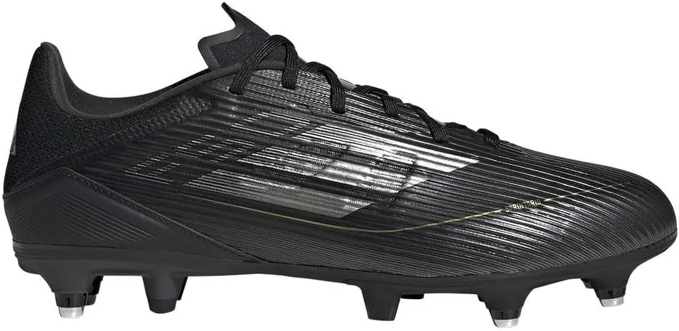 adidas Unisex F50 League Football Boots Soft Ground Football Boots, Core Black Iron Met Gold Met, 10