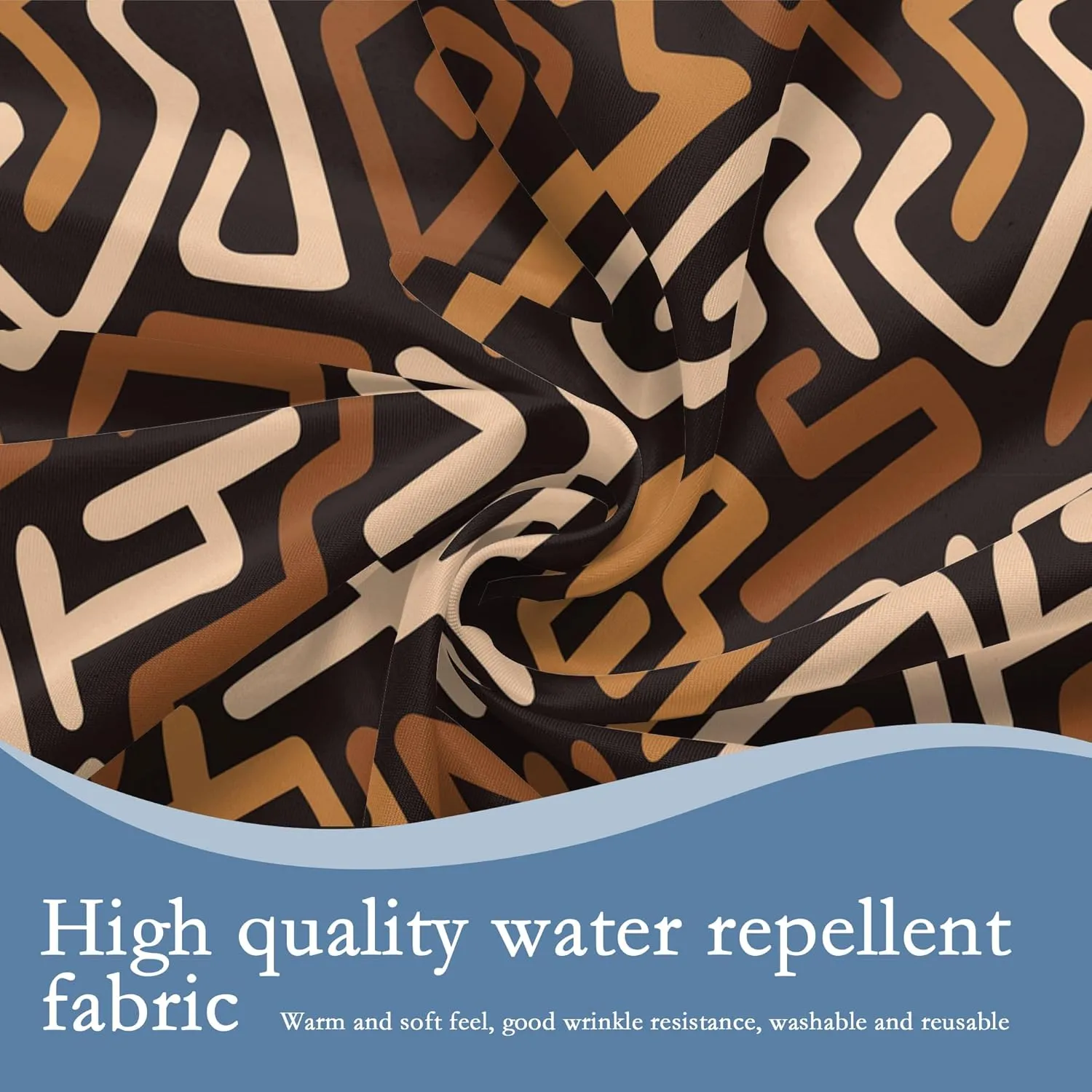 African Ethnic Tablecloth 60x60 Inch Round,Waterproof Table Cloth Cover Decorative for Party and ​Camping Holiday Dinning Tabletop Home Décor