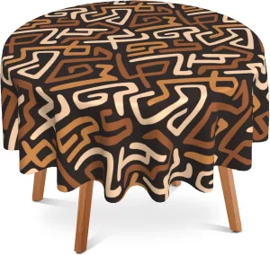 African Ethnic Tablecloth 60x60 Inch Round,Waterproof Table Cloth Cover Decorative for Party and ​Camping Holiday Dinning Tabletop Home Décor