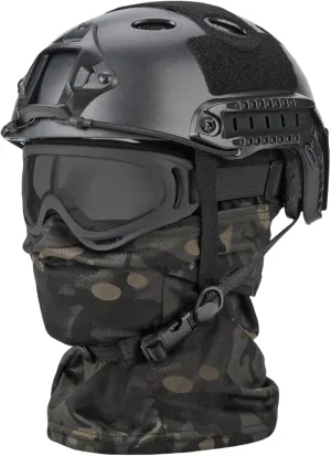 Airsoft Helmet,Black Tactical Helmet with Airsoft Accessories,Tactical Airsoft Gear