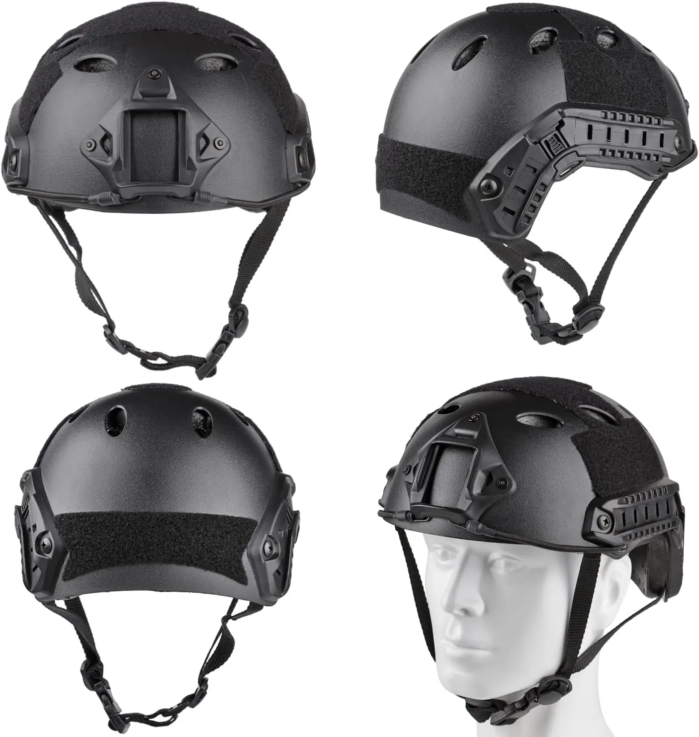 Airsoft Helmet,Black Tactical Helmet with Airsoft Accessories,Tactical Airsoft Gear