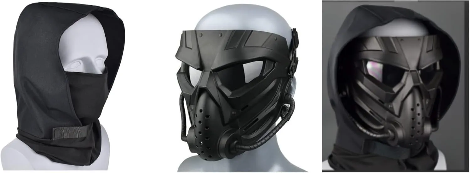 Airsoft Skull Mask Balaclava MaskCombination Suit, Cyberpunk Tactical Mask Outdoor Riding Halloween Mask, for Cosplay CS Game