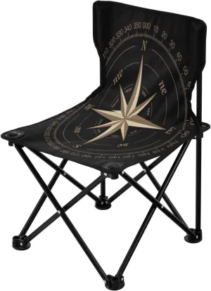 ALAZA Golden Compass Rose Black Camping Chair Portable Folding Chairs for Beach Picnic Supports up to 220lbs