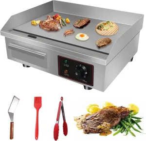 Aliyaduo 110V 3000W 22" Commercial Electric Countertop Griddle Flat Top Grill Hot Plate BBQ,Adjustable Thermostatic Control,Stainless Steel Restaurant Grill for Kitchen