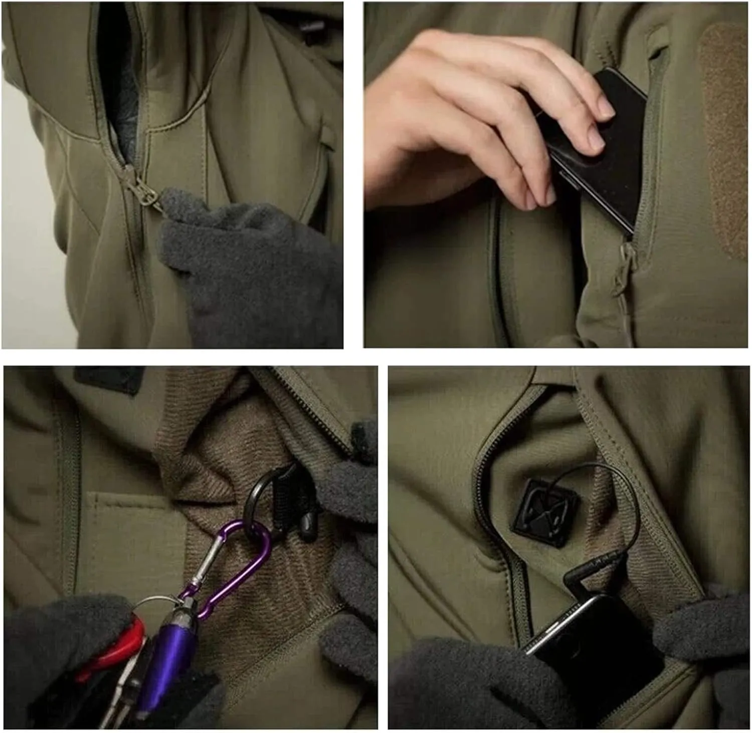 All-Weather Military-Grade Tactical Jacket,Men's Hooded Tactical Jacket Water Resistant Soft Shell Snow Ski Coats