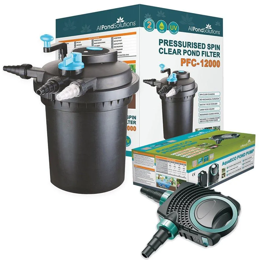 AllPondSolutions 12000L Pressurised Pond Filter Easy Clean PFC-12000-KIT