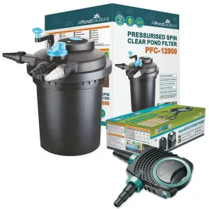AllPondSolutions 12000L Pressurised Pond Filter Easy Clean PFC-12000-KIT