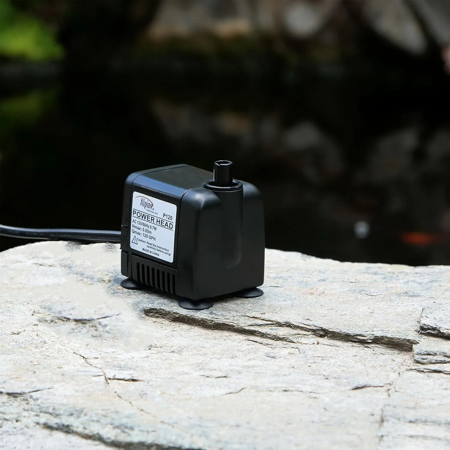 Alpine Corporation Outdoor Decor Power Head Pump 120 GPH for Large Fountains, Ponds, and birdbaths