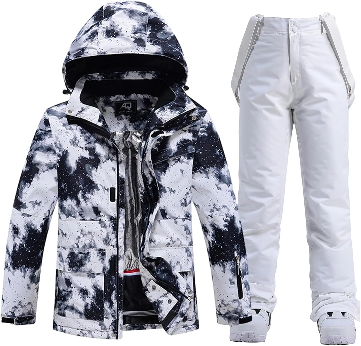 ALSOGO Women's Ski Jackets and Pants Insulated Suits Snowboarding Snowsuit Coat Warm Hooded Waterproof Windproof
