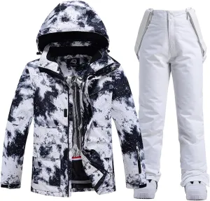 ALSOGO Women's Ski Jackets and Pants Insulated Suits Snowboarding Snowsuit Coat Warm Hooded Waterproof Windproof
