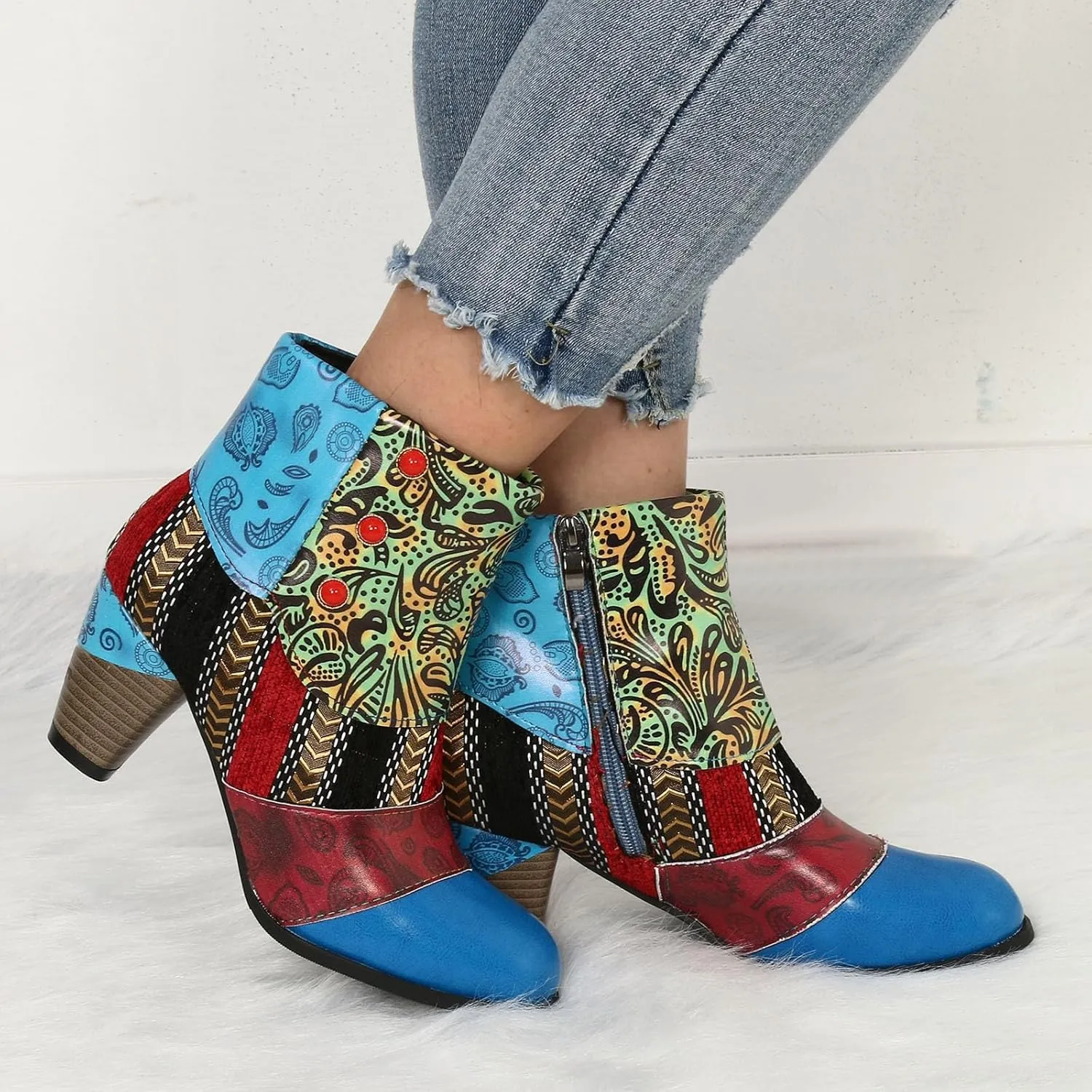 AMDBEL Booties for Women Dressy 2024 Ankle Boots Chunky High Heel Booties Fashionable Short Boots Winter Shoes