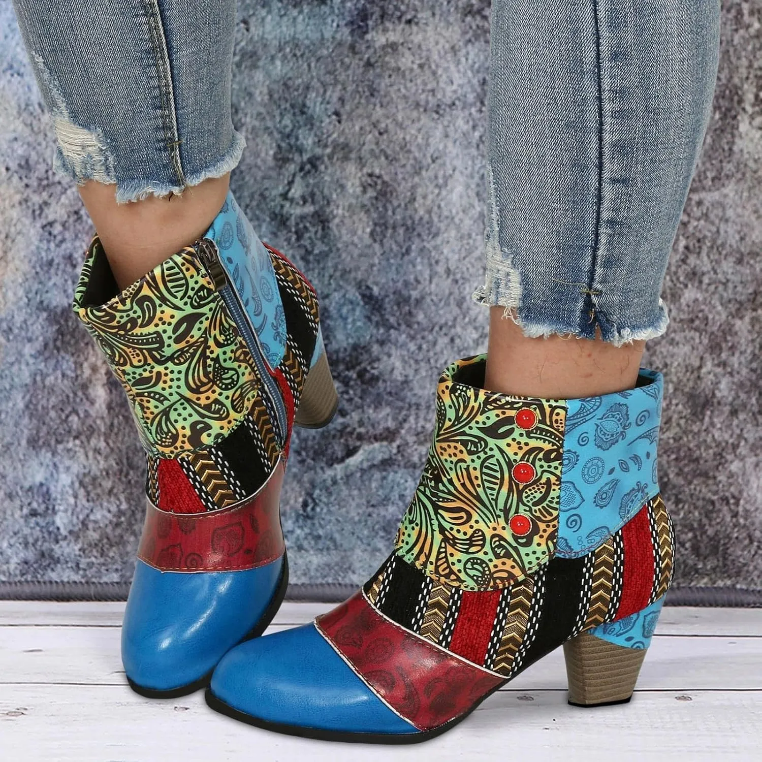 AMDBEL Booties for Women Dressy 2024 Ankle Boots Chunky High Heel Booties Fashionable Short Boots Winter Shoes